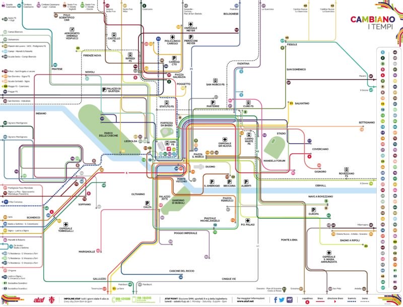 Mappa delle linee di autobus a Firenze