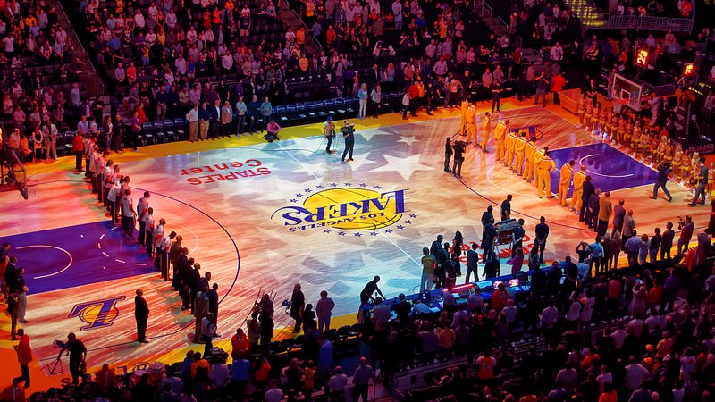 Partita di basket dei Los Angeles Lakers allo Staples Center.