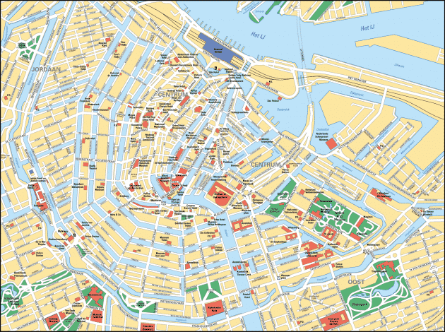 Mappe e percorsi dettagliati di Amsterdam