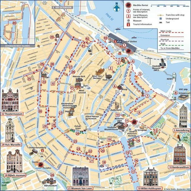 Piantina e monumenti Amsterdam