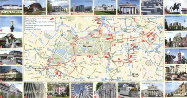 Mappa e mappa dei monumenti di Berlino