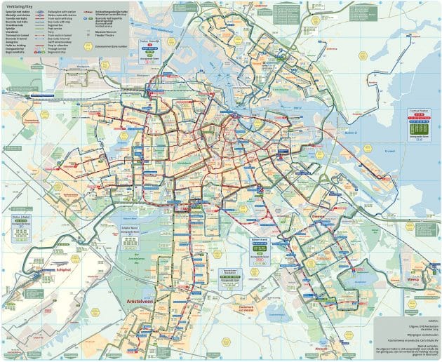 Mappa e mappa degli autobus di Amsterdam