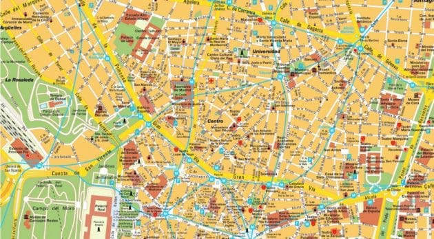 Mappe e percorsi dettagliati di Madrid