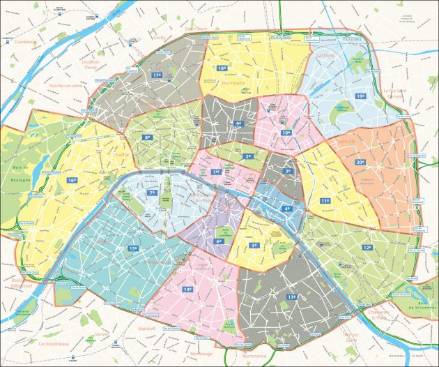 Mappa e cartina dei quartieri di Parigi