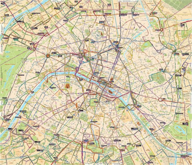 Mappa e cartina dei trasporti di Parigi (autobus, tram...)