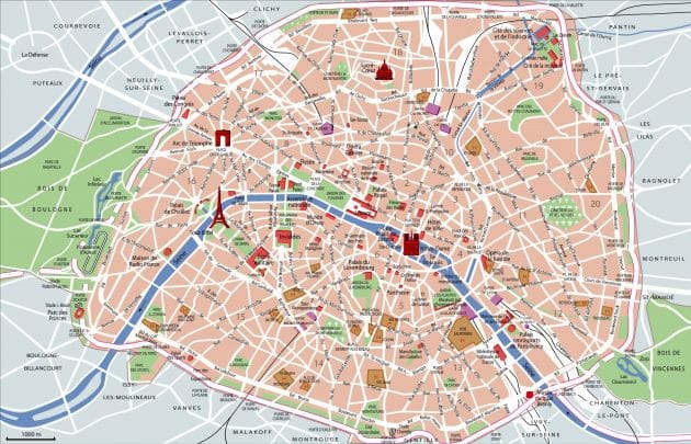 Mappa e cartina dei luoghi d'interesse di Parigi