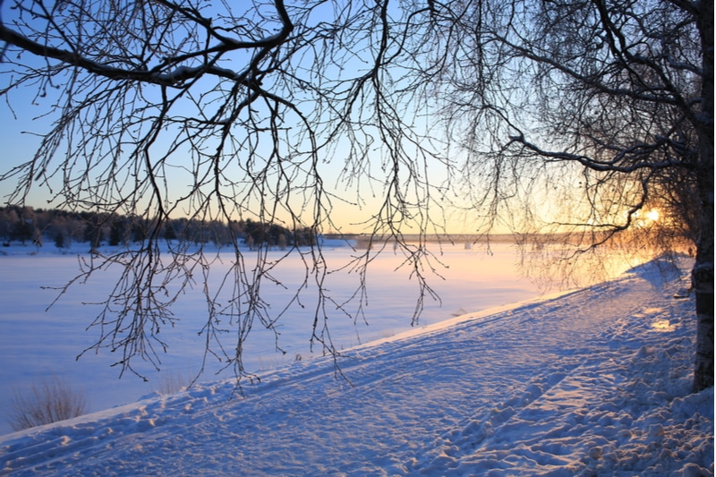Neve sul fiume Kemijoki, Finlandia