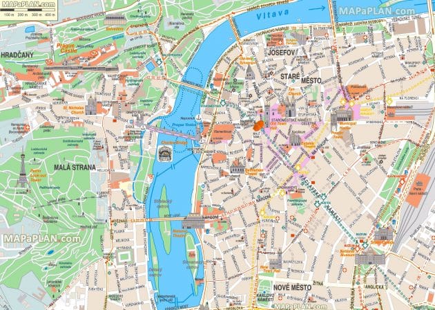 Mappe e percorsi dettagliati di Praga