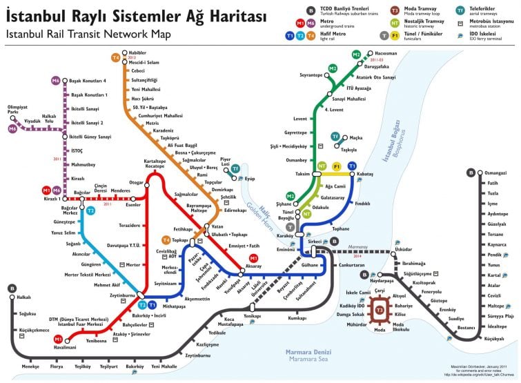 Mappa delle stazioni della metropolitana di Istanbul