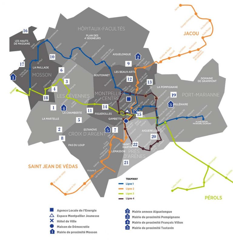 Mappe e percorsi dettagliati di Montpellier