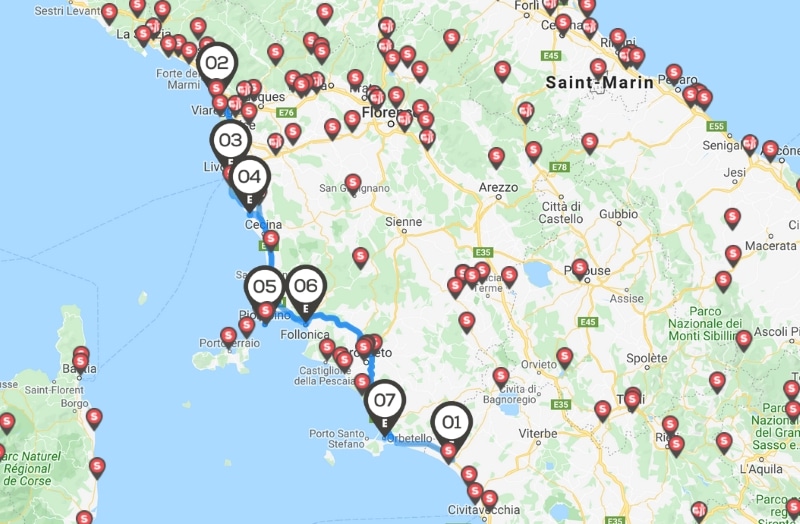 itinerario italia della costa toscana