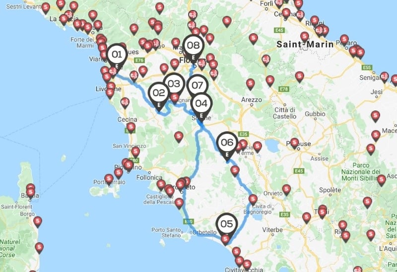 itinerario in italia per visita intorno a pisa e firenze