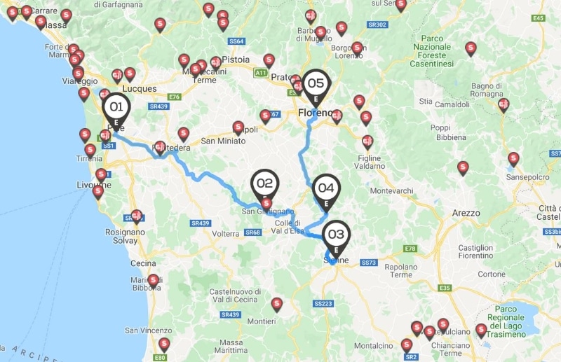Itinerario di viaggio in Italia intorno a Firenze